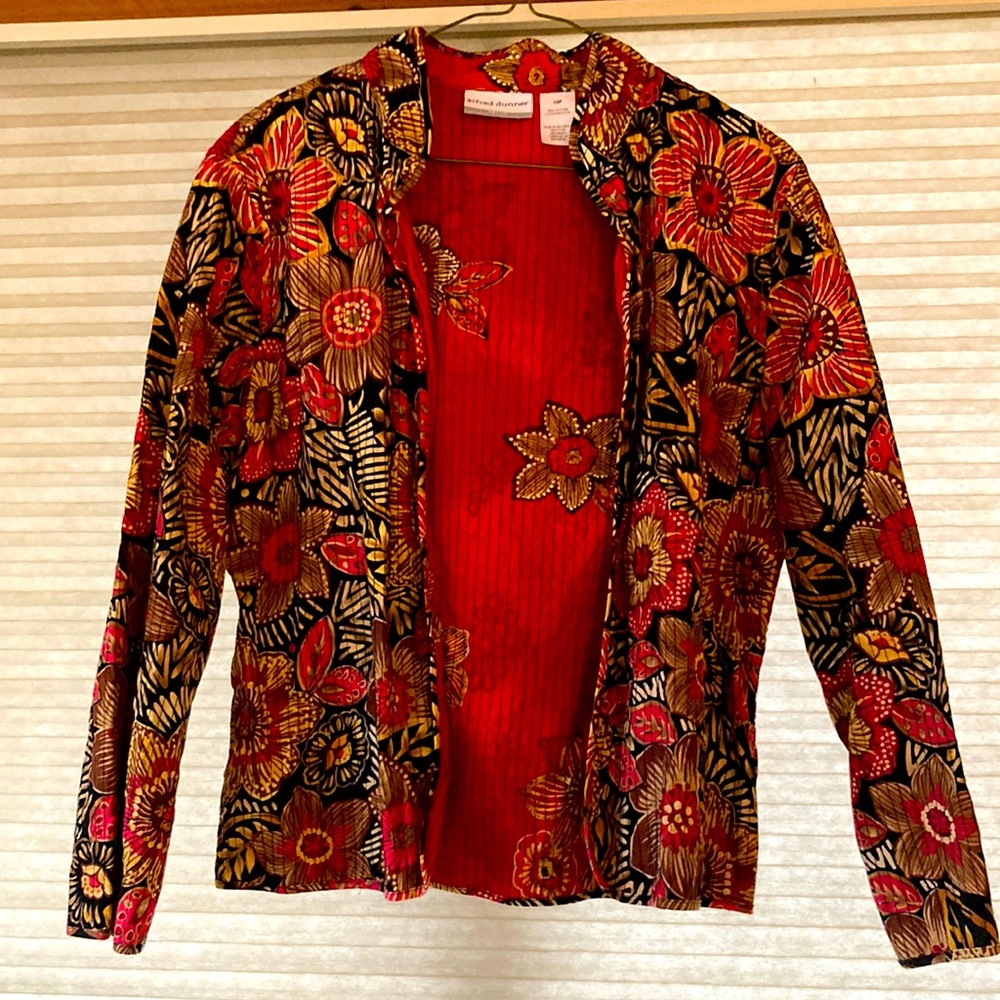 Floral Quilted Lightweight Open Style Alfred Dunner Jacket Blazers Size 12P